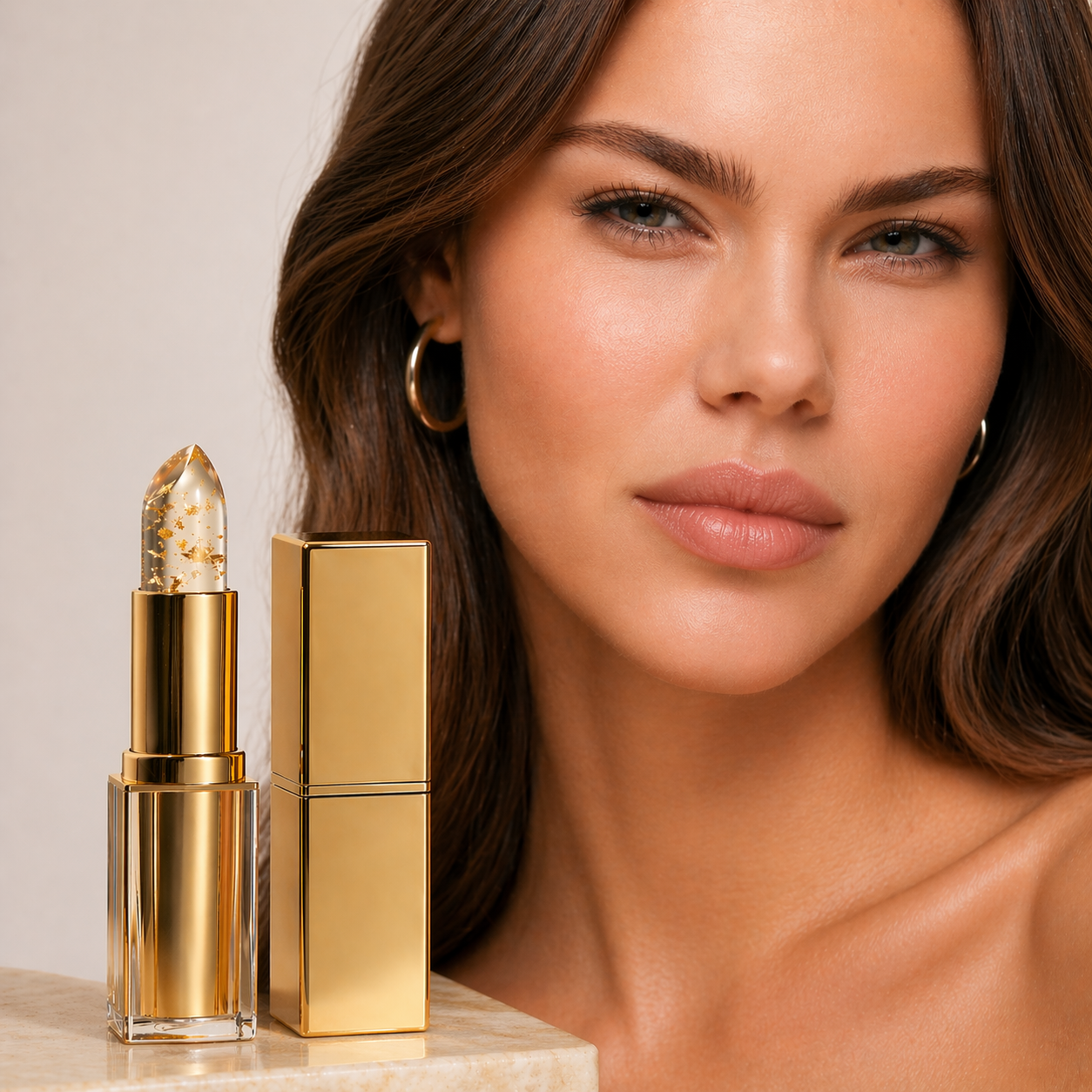 Model with the Cozylea pH Glow Lipstick