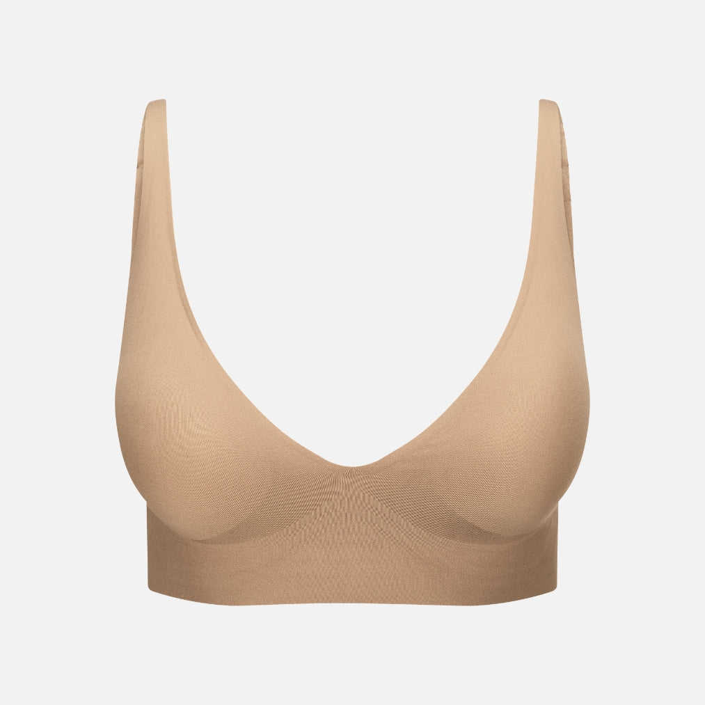 Cozylea Comfort Bra in Beige, seamless and wireless, front view