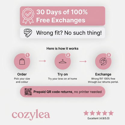 30 days of 100% free exchanges, order, try on and exchange with a prepaid QR code