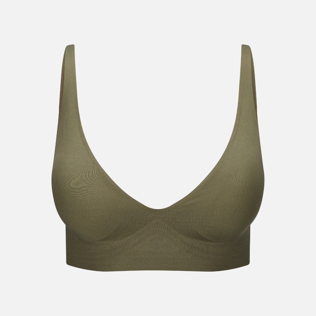 Cozylea Comfort Bra in Khaki, seamless and wireless, front view